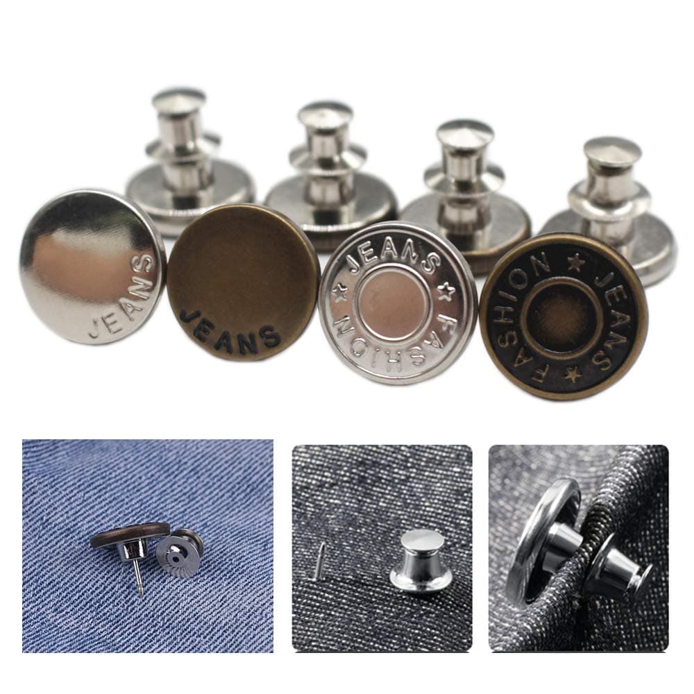 YaHoGa 8PCS Instant Buttons Jean Button Pins Replacement Removable Button No Sew Buttons for Pants Jeans Sewing Crafts DIY Clothes (17mm)