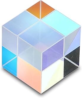 HDCRYSTALGIFTS 20mm RGB Dispersion Prism Optical Glass X-Cube Prism for Teaching Light Spectrum Physics- Gift of Light