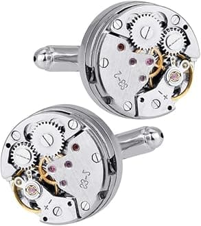 2 PCS Cufflinks Clockwork Mens Cufflink Vintage Watch Movement Shape Gift with an Elegant Storage Display Box for Thanksgiving Day Wedding Anniversaries Birthday Christmas Gifts