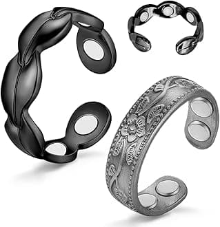 Cigmag 7X Copper Rings for Women 99% Solid Pure Copper Ring Adjustable with Present Box (2PCS Black)