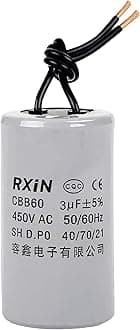 CBB60 Run Capacitor 3uF 450V AC 2 Wires 50/60Hz Cylinder 34mmx50mm (DXL) for Washing Machine Air Compressor Water Pump Motor Refrigerators