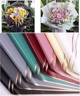 Just Flowers Waterproof Floral Wrapping Paper, Gift Wrapping Paper Roll Sheet, Florist Bouquet Supplies (Pack of 10, Multicoloured)