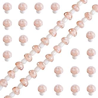 Ornaland 48~50 Pcs Lampwork Glass Beads Mushroom Glass Beads Charms Handmade Lampwork Loose Spacer Beads for Bracelets Necklaces Earrings Jewelry Making