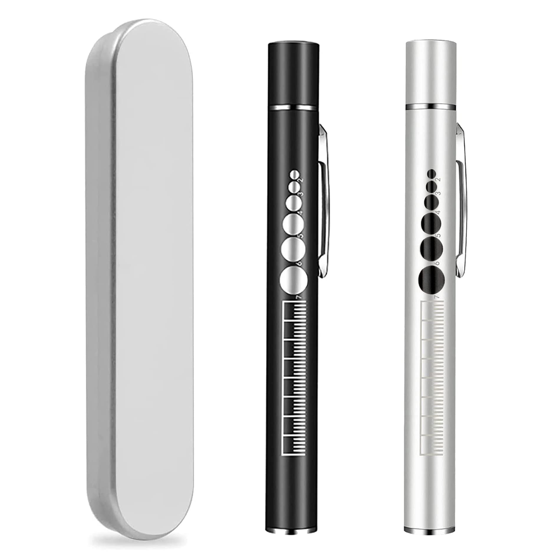 KEWAYO 2 Pack Mini Flashlight, USB Rechargeable Dual Light Source Pocket Small Handy LED Torch Pen Flashlight with Stainless Steel Clip for Home and Outdoor Activities