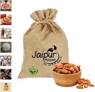 JAIPUR MASALE Natural California Almonds | Badam | High in Fiber |Premium Badam Giri |Healthy and Tasty Dry Fruits Delicious Snacks - 450 gm with Jute Bags