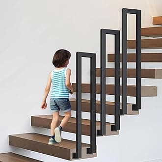 Stair Railing Indoor, U-Shaped Stair Rail, Metal Bannister Rail for Stairs, Handrails for Stairs, Hand Rail U Shape for Loft, Porch, Balcony,Indoor, Outdoor (Black Side Mounting, 100cm)