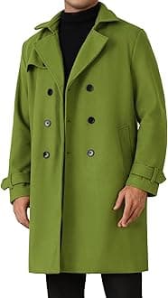 Lars Amadeus Winter Overcoat for Men's Double Breasted Long Coat Formal Notched Lapel Trench Coat