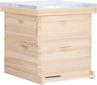 BeeCastle10 Frames Langstroth Beehive Beehive Starter Kit for Beginners with Beehive Frame and Waxed Foundation (1 Deep Box & 1 Medium Box)