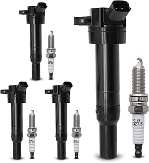 UF651 Ignition Coil & Double Iridium Spark Plug 9723 Compatible with 2011-2019 Kia Soul Forte Hyundai Tucson Elantra 27300-2E000 &18846-11070