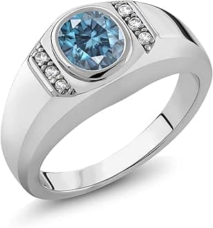 Gem Stone King Oval Ring For Men | Gemstone Birthstone and White Created Sapphire | 925 Sterling Silver | Oval Cut 8X6MM with Round 1.25MM Accents | Sizes 7-13