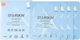 Red Carpet Ready Bio-Cellulose Face Mask – 4 Pack, Hydrating Face Mask for all Skin Types, Instant Hydration & Glass-Skin Glow, Revitalizing and Moisturizing, Korean Skincare