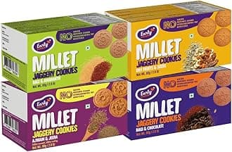 Early Foods Assorted Pack of 4 - Ragi, Dry Fruit, Millet & Choco Jaggery Cookies, 4 X 130 g | Millet Biscuits | SUGAR FREE & Gluten Free Biscuits