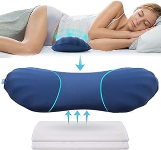 RESTCLOUD Adjustable Lumbar Support Pillow for Sleeping Memory Foam Back Support for Lower Back Pain Relief, Back Pillow for Sleeping, Lumbar Support Pillow for Bed and Chair with 2 Insert Pads