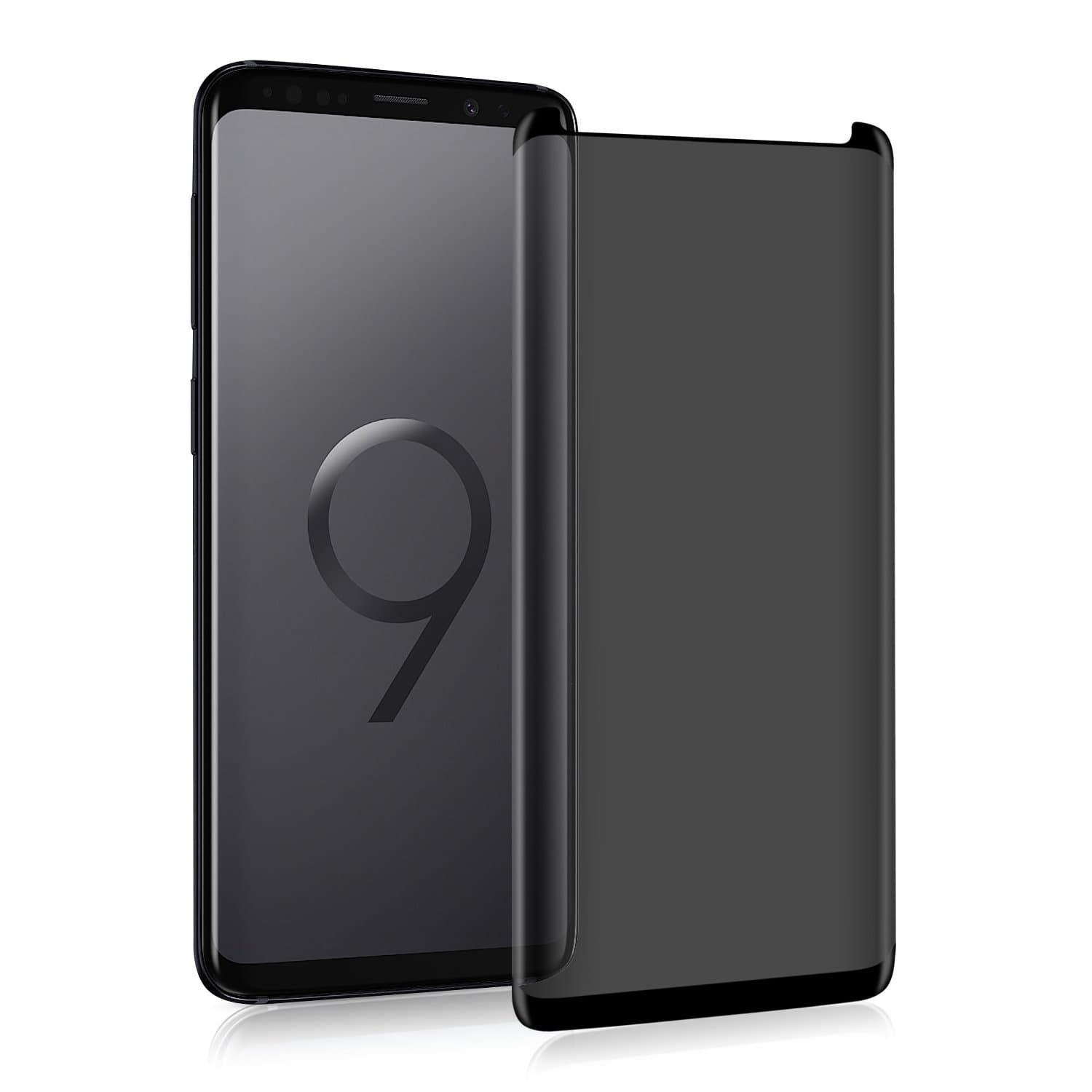 Galaxy S9 Plus/S9+ Screen Protector, First Protection S9 Plus Privacy Tempered Glass Anti-Spy [3D Curved][Case Friendly] Screen Protector Shield for Samsung Galaxy S9 Plus/S9+ (Transparent)