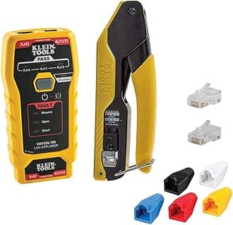 Klein Tools 80093 Cable Tester, VDV LAN Kit with LAN Tester, Pass Thru Crimpe...