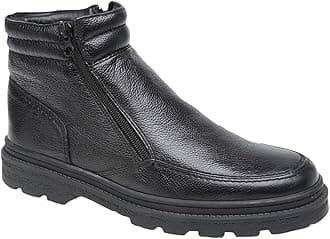 Mens Wide Open Leather Ankle Boots Mens Leather Boots With Thermal Lining And Twin Zip Fastening Black
