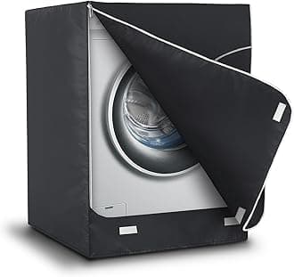 AKEfit Washer/Dryer Cover for Front Load, Washing Machine Cover Waterproof, Dustproof and Anti-UV, Heavy Duty Oxford Washer Covers for Outside, 27"W x 33"D x 39"H -Black