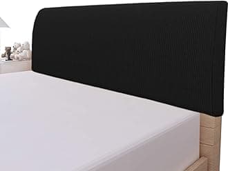 Stretch Bed Headboard Cover,Small Square Jacquard Headboard Slipcover, Dustproof Bed Head Cover for Bedroom (Queen,Black)