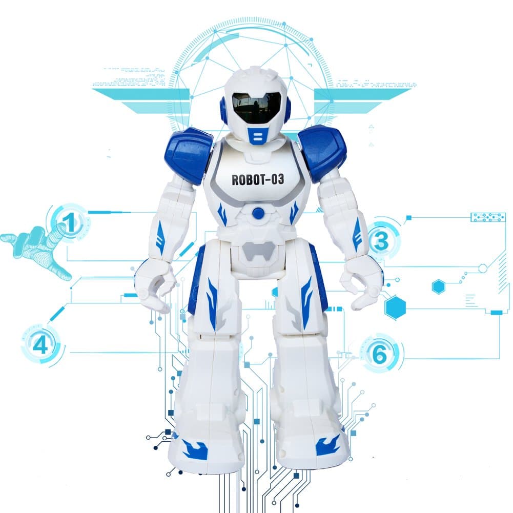 Remote Control RC Robots Toys Think Wing Interactive Funny machine with LED Eyes, Speaking, Singing, Dancing, Walking, Sliding, A Good Beginner Programmable Robot for Young Children (Blue)