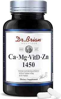 Dr. Brian Calcium Supplement Supports Bone Strength, Calcium Magnesium Zinc with Vitamin D3 & Multiminerals Help Teeth Health, Magnesium Supplement, Non-GMO, Soy and Gluten Free (90 Tablets)