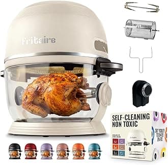 Fritaire Non-Toxic Air Fryer - Glass AirFryer 5 Quart w/ 360 Visibility, Self-Cleaning, 400F Vortex Air Fryer for Even Cooking, BPA-Free Teflon Free, 6-in-1 Functions, Rotisserie, Roast, B