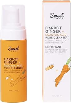Sweet Chef Carrot Ginger + Salicylic Acid Pore Cleanser - Foaming Face Wash and Gentle Cleanser for Blemish Prone Skin - Brightening Ginger, Pore Minimizer Carrot and Exfoliating Face Wash (5 fl oz)