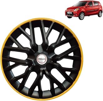 PRIGAN Alto 800 Black Yellow Wheel Cover 12", for Alto 800 (Set of 4 Pcs) (Press Fitting) Model- GT Line Black Yellow 12