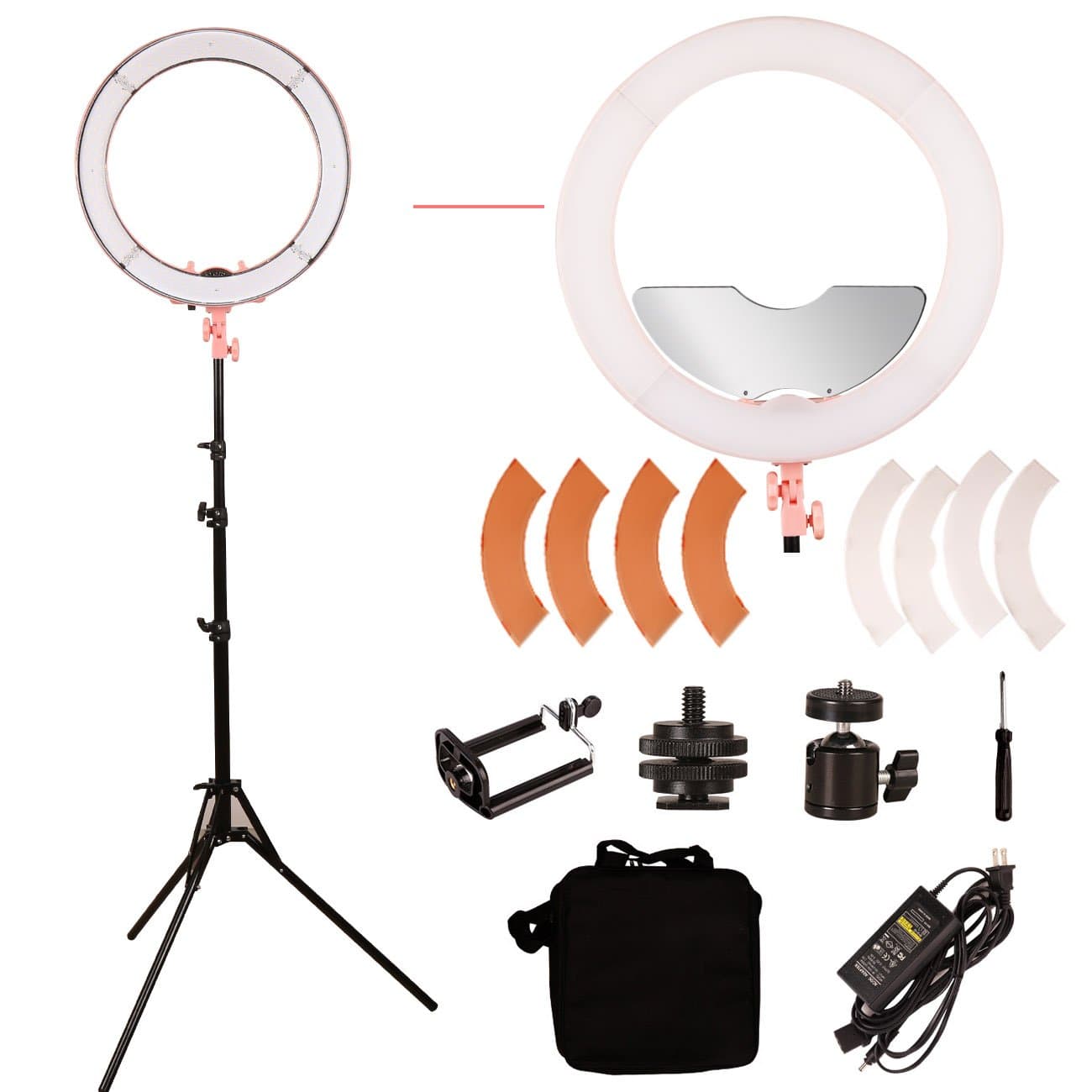 LED 18" Stepless Adjustable Ring Light Make Up Beauty Light Photography Camera Photo/Video with Stand and Miror…