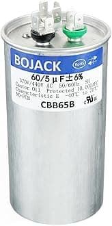 BOJACK 60+5Uf 60/5Mfd ±6% 370V/440V Cbb65 Dual Running Circular Start Capacitor for AC Motor Operation Or Straight Fan Or Condenser Start