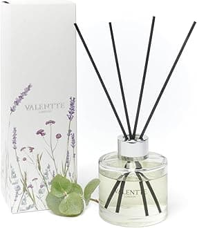 Reed Diffuser for Home with Sticks, Aromatherapy Essential Oils, Natural Ingredients, Long Lasting Fragrance, Made in the UK (Geranium and Ylang Ylang) - Valentte