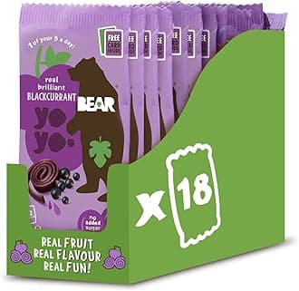 BEAR Blackcurrant Yoyos - Dried Fruit Rolls - Healthy - Vegan - 20g (18 packs)
