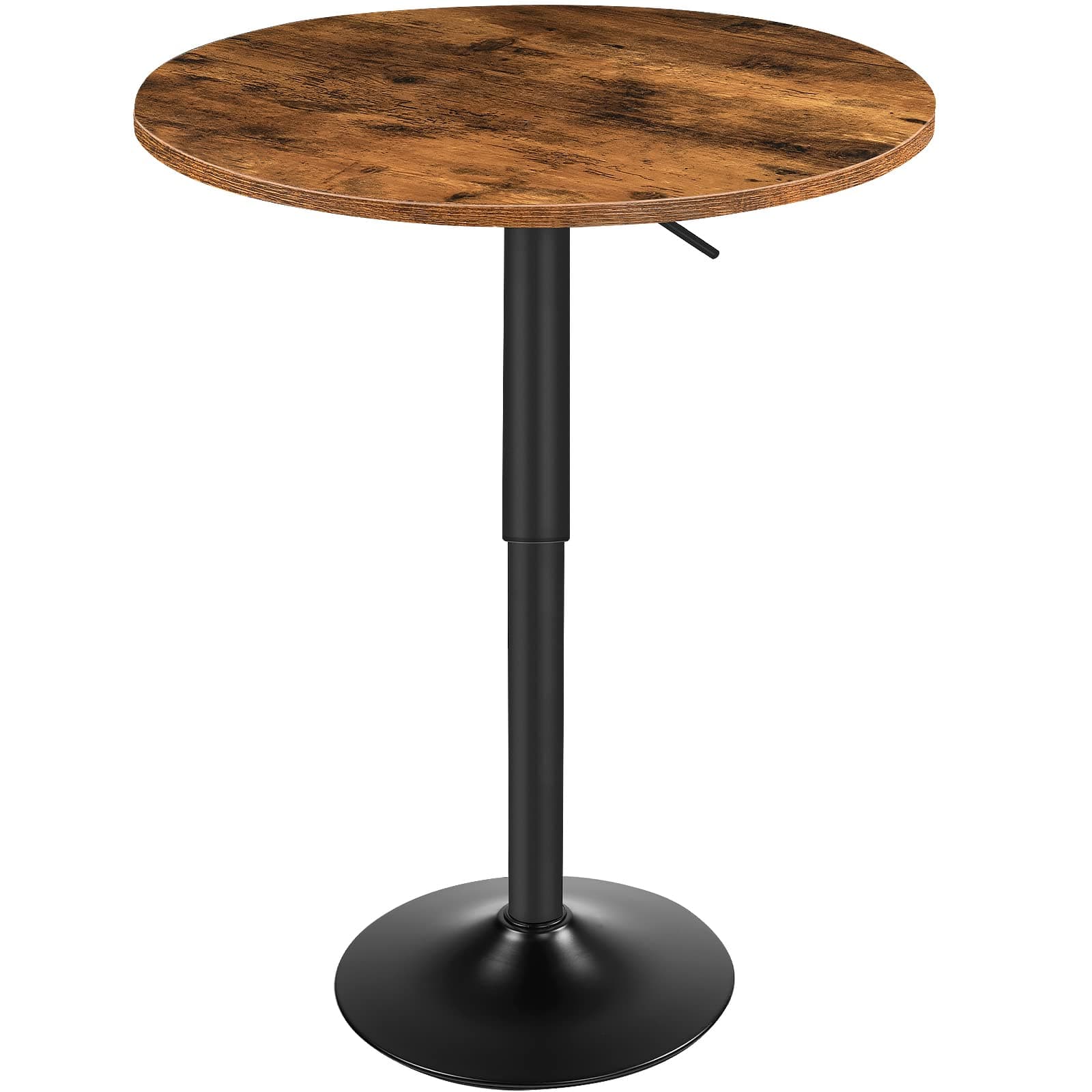 HOOBRO Bar Table, Height-Adjustable Round Pub Table 27-35.4 Inches with Sturdy Base, Modern Style, Easy to Assemble, Suitable for Small Space, Rustic and Black BF58BT01G1