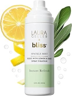 LAURA GELLER NEW YORK x Bliss Spackle Mist Boost with Lemon & Sage - Long-Lasting Dewy Skin Makeup Setting Spray - Brighten and Soothe Dull Skin