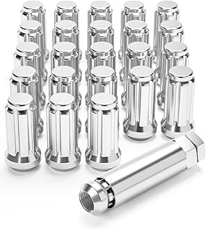 Orion Motor Tech M14x1.5 Spline Lug Nuts with Cone Seat, Chrome Plated Wheel Accessories Compatible with Chevrolet Silverado Suburban 1500 Ford Expedition F-150 Ram 1500& More, Set of 24