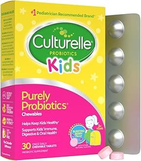 Kids Chewable Daily Probiotic for Kids, Ages 3+, 30 Count, #1 Pediatrician-Recommended Brand, Natural Berry Flavored Daily Probiotics for Digestive Health, Oral Care & Immune Support