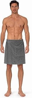 Turkish Cotton Terry Velour Adjustable Body Wrap Towel for Men (Gray, One Size)