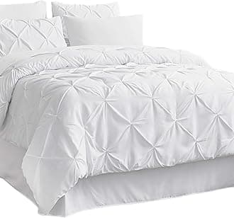 BEDSURE White King Size Comforter Set - Bedding Set King 7 Pieces, Pintuck Bed in a Bag White Bed Set with Comforters, Sheets, Pillowcases & Shams