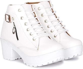 KRAFTER Women's Tan Buckle Boots – Stylish Faux Leather High Ankle Boots for Winter & Casual Wear – Comfortable & Durable