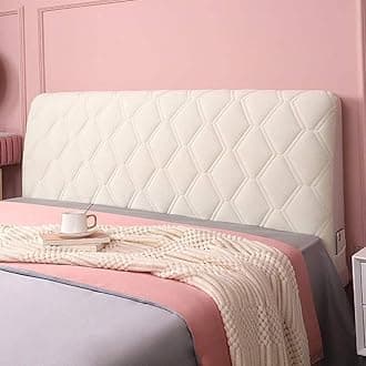 Headboard Covers Slipcover, Stretch Bed Headboard Covers, Small Square Jacquard Dustproof Protector Cover for Upholstered Headboard (Milk White, Queen Headboard Length ( Color : #15 , Size : 220cm/87i