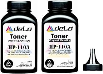 Delo 110A Toner Cartridge Refill Powder Compatible with HP Laser 108w, 108a, 136w, 136nw, 138fnw Laserjet Printers Powder (Pack of 2)