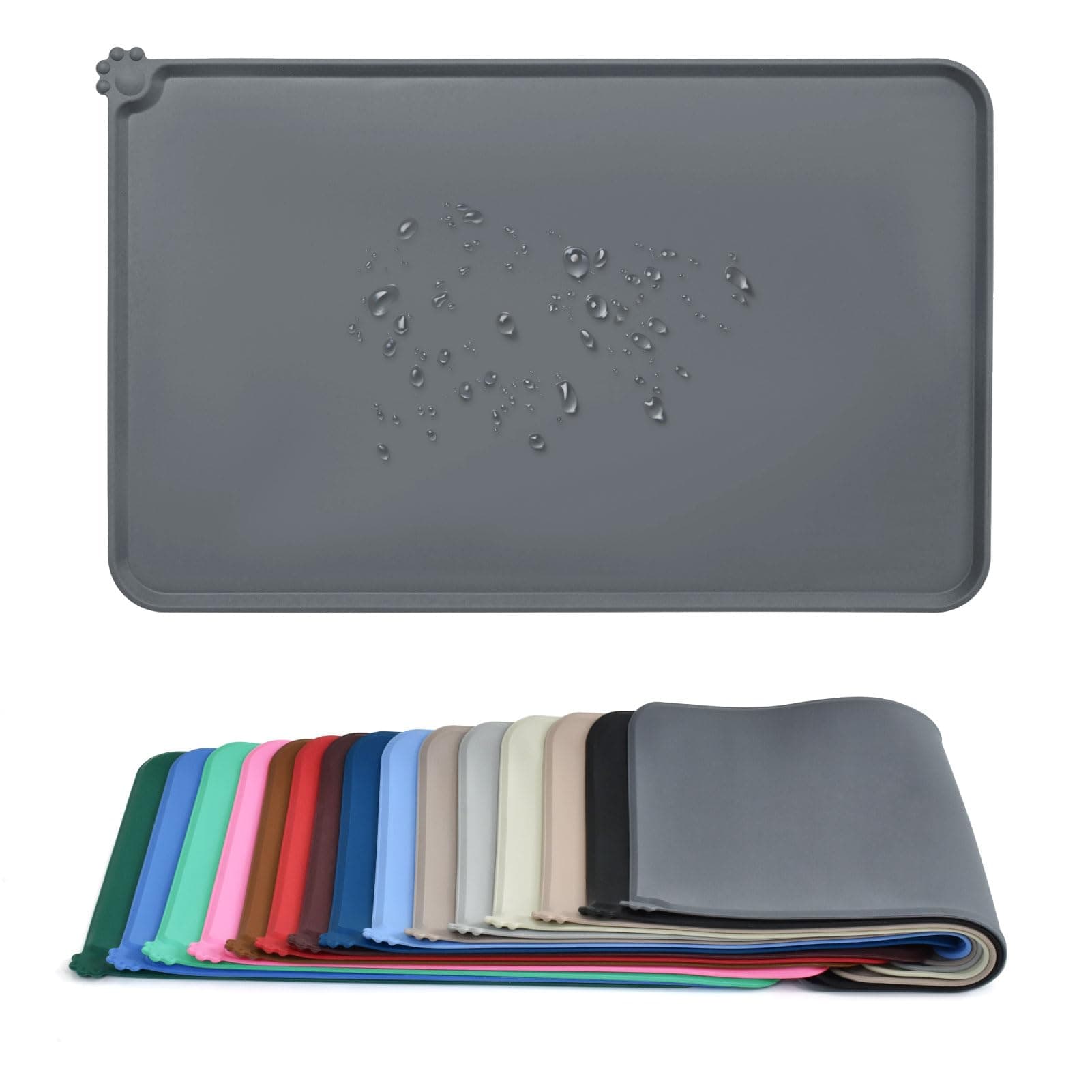 AUDWUD Silicone Waterproof Pet Feeding Mats,Anti Slip Bowl Pad,Dog Mat for Food and Water