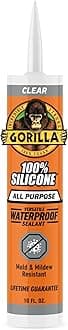 Gorilla 8050002 100% Silicone Sealant, Clear, 10 oz, 1