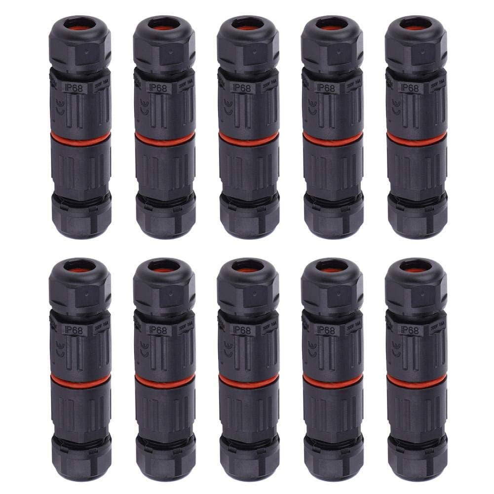 10PCS Electrical Cable Connector IP68 3 Pin Outdoor Plug Socket Waterproof Wire Connector Fitting 0.5mm²~2.0mm²
