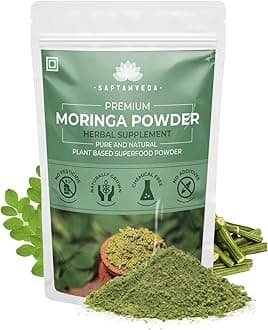 SAPTAMVEDAPremium Moringa Leaf Powder 8.81 Oz/250 Gm | Drumstick Leaf Powder | Natural Multi-Vitamin | Rich in Anti-Oxidant, Immunity Booster | Good for Hair & Skin from India Farms