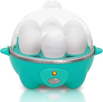 Elite Gourmet Easy Electric 7 Egg Capacity Soft, Medium, Hard-Boiled Cooker Poacher, Scrambled, Omelet Maker with Auto Shut-Off and Buzzer, BPA Free