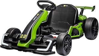 24V Electric Go Kart,300W Powerful Drift Kart for Kids, Electric Pedal Kart,with 300W Strong Motor, Drift/Sport Mode, Big Battery, Eva Tire,Length Adjustmen for Outdoor Racing Toy-Green