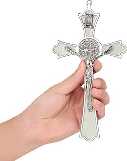 VINETEN Saint Benedict Enamel Crucifix - 8 Inch Wall Cross - Wall Art - Decoration for Living Room