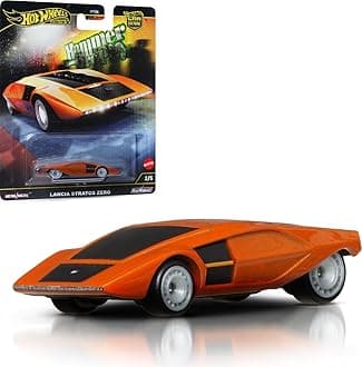 Premium Car Culture Collectible Toy Car, 1:64 Scale Die-Cast Lancia Stratos Zero, Hammer Drop Vehicle with Real Riders Tires