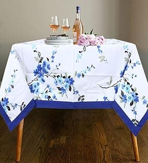 Dining Table Cover 4 Seater-Blue and White