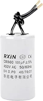 FOCMKEAS CBB60 Run Capacitor 100uF 450V AC 2 Wires 50/60Hz Cylinder 60mmx120mm (DXL) for Washing Machine Air Compressor Water Pump Motor Refrigerators